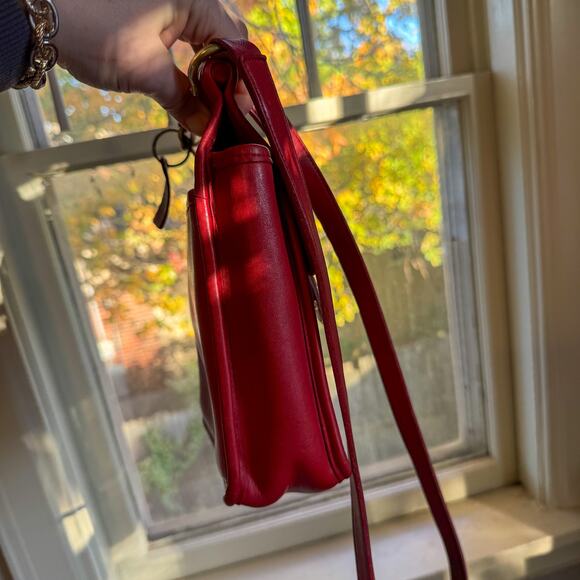 ❤️ Rare Vintage COACH 9136 Red Leather Small Field Bag Turnlock Brass Crossbody - Picture 9 of 12